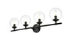 Living District LD7302W33BLK Ingrid 4 light Black and Clear Bath Sconce