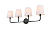 Living District LD7322W36BLK Colson 4 light Black and Clear Bath Sconce