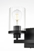 Living District LD7316W12BLK Saanvi 2 light Black and Clear Bath Sconce