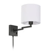 DAINOLITE DMWL7713-MB 1 Light Double Swing Arm Wall Lamp, Matte Black w/ a White Shade