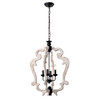 WAREHOUSE OF TIFFANY'S IMP866/4 Biga 20 in. 4-Light Indoor Matte Black and Weathered White Finish Chandelier with Light Kit