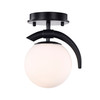 WAREHOUSE OF TIFFANY'S IMC1058/1 Samina 7 in. 1-Light Indoor Matte Black Finish Semi-Flush Mount Ceiling Light with Light Kit