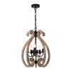 WAREHOUSE OF TIFFANY'S PD039/6 Lina 17 in. 6-Light Indoor Rustic Brown and Faux Wood Grain Finish Chandelier with Light Kit