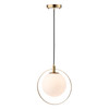 WAREHOUSE OF TIFFANY MD120/1BS Pavlina 11 in. 1-Light Indoor Black and Brass Finish Pendant Light with Light Kit