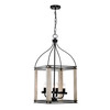 WAREHOUSE OF TIFFANY GD01-11MW Vander 14 in. 4-Light Indoor Matte Black and Faux Wood Grain Finish Chandelier with Light Kit