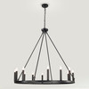 WAREHOUSE OF TIFFANY'S GD01-26MB Bride 40 in. 12-Light Indoor Matte Black Finish Chandelier with Light Kit