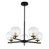 WAREHOUSE OF TIFFANY'S GD01-42BB Shauna 22 in. 5-Light Indoor Matte black and Brass Finish Chandelier with Light Kit