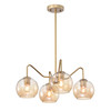WAREHOUSE OF TIFFANY'S GD01-43BB Dhona 21.7 in. 5-Light Indoor Matte Black and Brass Finish Chandelier with Light Kit