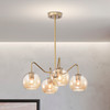 WAREHOUSE OF TIFFANY'S GD01-43BB Dhona 21.7 in. 5-Light Indoor Matte Black and Brass Finish Chandelier with Light Kit