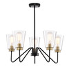WAREHOUSE OF TIFFANY'S GD01-44BB Kendrey 25.1 in. 5-Light Indoor Matte black and Brass Finish Chandelier with Light Kit