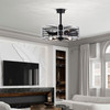 WAREHOUSE OF TIFFANY'S DY11Y11BC Uli 24 in. 5-Light Indoor Matte Black and Chrome Finish Ceiling Fan with Light Kit