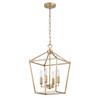 WAREHOUSE OF TIFFANY'S MDG40600B/4BA Buelex 12 in. 4-Light Indoor Satin Gold Finish Chandelier with Light Kit