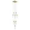 AVENUE LIGHTING HF1905-13-GL-BB-SNW 13-Light FLUSH MOUNT PENDANTS, BRUSHED BRASS