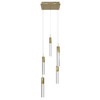 AVENUE LIGHTING HF1900-5-GL-BB-SNW 5-Light FLUSH MOUNT PENDANTS, BRUSHED BRASS