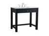 ELEGANT KITCHEN AND BATH VF14836MBK 36 Inch ADA Compliant Bathroom Vanity In Black