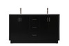ELEGANT KITCHEN AND BATH VF19660DBK 60 Inch Double Bathroom Vanity In Black