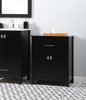 ELEGANT KITCHEN AND BATH SC012430BK 24 Inch Wide Bathroom Storage Freestanding Cabinet In Black