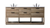 ELEGANT KITCHEN AND BATH VF19272DNT 72 Inch Double Bathroom Vanity In Natural Oak