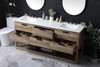 ELEGANT KITCHEN AND BATH VF19272DNT 72 Inch Double Bathroom Vanity In Natural Oak
