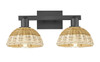 INNOVATIONS 716-2W-BK-NBD2-75-NAT Natural Ballston Dome 2-Light Bath Vanity Light Matte Black