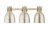 INNOVATIONS 464-3W-BB-G464D-7ME Lawton Bell 3-Light Bath Vanity Light Brushed Brass