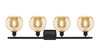INNOVATIONS 516-4W-BK-G128-8 Athens 4-Light Bath Vanity Light Matte Black
