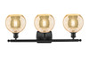 INNOVATIONS 516-3W-BK-G128-8 Athens 3-Light Bath Vanity Light Matte Black