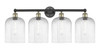 INNOVATIONS 616-4W-BAB-G559-8CL Bridal Veil 4-Light Bath Vanity Light Black Antique Brass