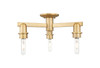 INNOVATIONS 716-3F-BB-G484-7SL Brookhaven Flute 3-Light Semi-Flush Mount Brushed Brass
