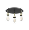 INNOVATIONS 516-3C-BAB-G128-6 Athens 3-Light Flush Mount Black Antique Brass