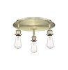 INNOVATIONS 516-3C-AB-G128-6 Athens 3-Light Flush Mount Antique Brass