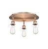 INNOVATIONS 516-3C-AC-G559-8GWH Bridal Veil 3-Light Flush Mount Antique Copper