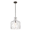 WAREHOUSE OF TIFFANY'S MDG40602/1PB Daelan 12 in. 1-Light Indoor Pear Black Finish Pendant Light