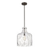 WAREHOUSE OF TIFFANY'S MDG40602/1PB Daelan 12 in. 1-Light Indoor Pear Black Finish Pendant Light
