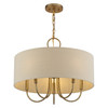 LIVEX LIGHTING 58865-48 5 Light Antique Gold Leaf Pendant Chandelier