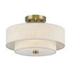 LIVEX LIGHTING 51083-01 2 Light Antique Brass Medium Semi-Flush