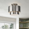 LIVEX LIGHTING 40054-91 2 Light Brushed Nickel Medium Semi-Flush