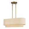 LIVEX LIGHTING 58872-48 3 Light Antique Gold Leaf Medium Linear Chandelier