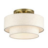 LIVEX LIGHTING 41944-01 3 Light Antique Brass Large Semi-Flush
