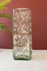 KALALOU CV2342 SQUARE GLASS VASE WITH EMBOSSED FLOWERS