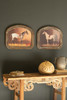 KALALOU CMK1222 SET OF TWO FRAMED HORSE PRINTS UNDER GLASS