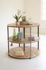 KALALOU CQ7626 ROUND IRON AND WOOD THREE TIERED DISPLAY UNIT