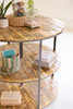 KALALOU CQ7626 ROUND IRON AND WOOD THREE TIERED DISPLAY UNIT