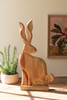 KALALOU NASH1049 TALL CARVED WOODEN RABBIT ON A BASE