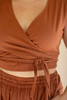 KALALOU NELL1073 CONVERTIBLE WRAP BLOUSE - CINNAMON