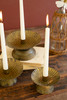 KALALOU NELE1016 SET OF THREE TAPER CANDLE HOLDERS W FLUTED BASES -ANT GOLD