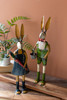 KALALOU NTM1400 SET OF TWO RECYCLED METAL RABBITS WITH BUCKET AND CARROT