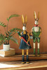 KALALOU NTM1400 SET OF TWO RECYCLED METAL RABBITS WITH BUCKET AND CARROT