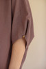 KALALOU NELL1060 SHORT-SLEEVE BLOUSE W BUTTON DETAIL ON SLEEVES - MULBERRY