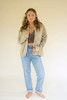 KALALOU NELL1031 LIGHT BUTTONDOWN BOMBER JACKET WITH FRONT POCKETS - OATMEAL
